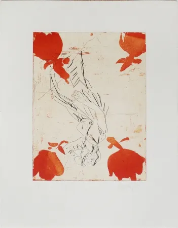 Acquaforte Baselitz - Melancholie, Vier Rosen