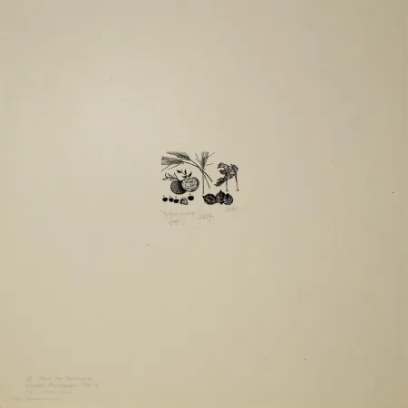 Incisione Su Legno Baskin - New Year's Greeting / Still Life, from A Poem Called the Tunning of Elynour Rummynge