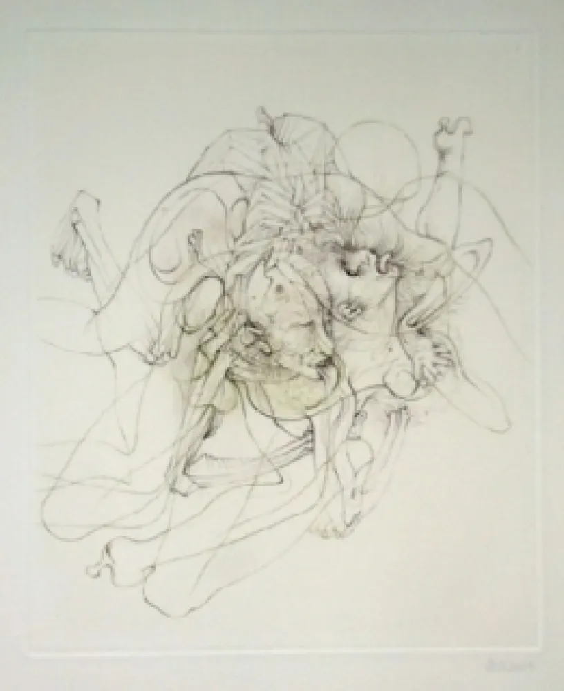 Incisione Bellmer - Dialogue entre un prêtre et un moribond