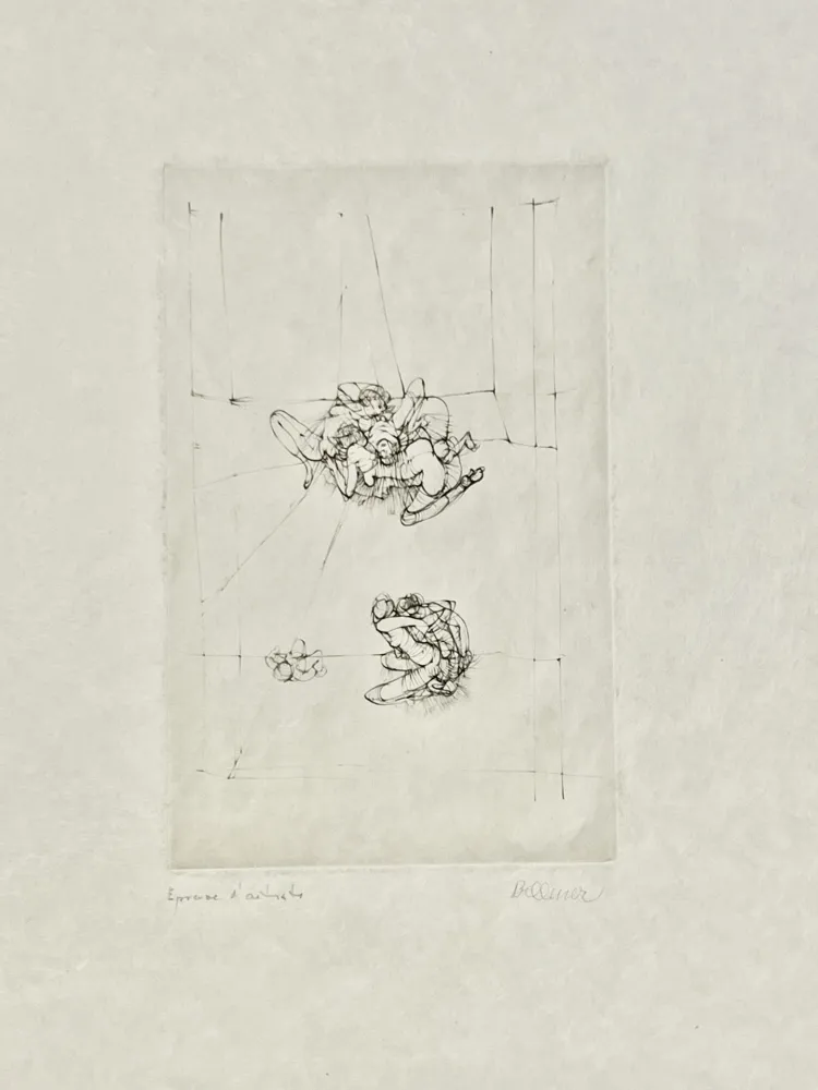 Non Tecnico Bellmer -  Eau-forte Couple, circa 1971 - Epreuve d'artiste sur papier de soie