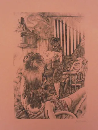 Acquaforte E Acquatinta Bellmer - Incendie à Marseille