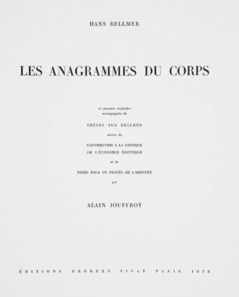 Libro Illustrato Bellmer - Les Anagrammes du corps