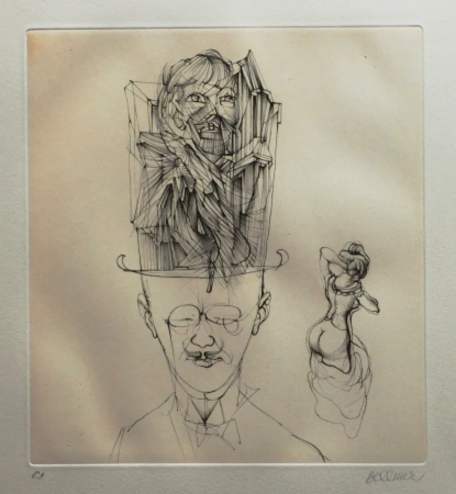 Acquaforte E Acquatinta Bellmer - L'homme au chapeau melon