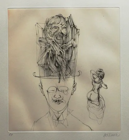 Acquaforte E Acquatinta Bellmer - L'homme au chapeau melon