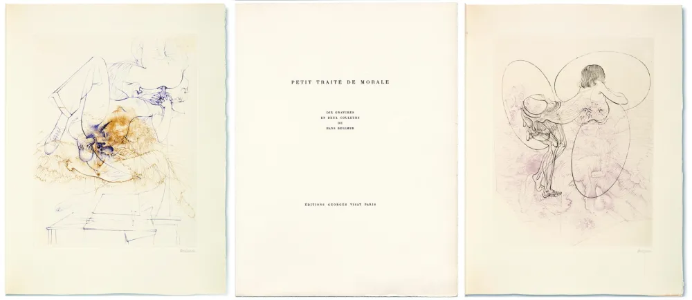 Libro Illustrato Bellmer - PETIT TRAITÉ DE MORALE. 10 gravures en couleurs signées (Visat 1968)