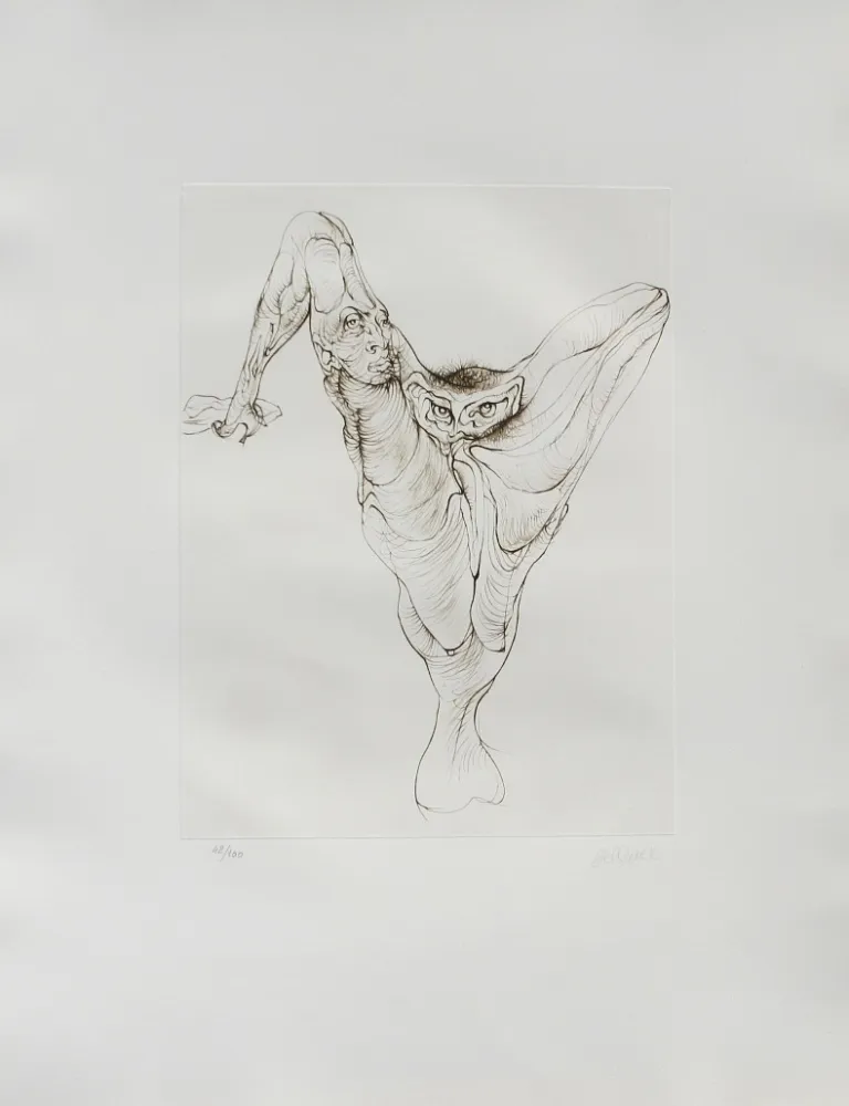 Acquatinta Bellmer - Sexe oiseau