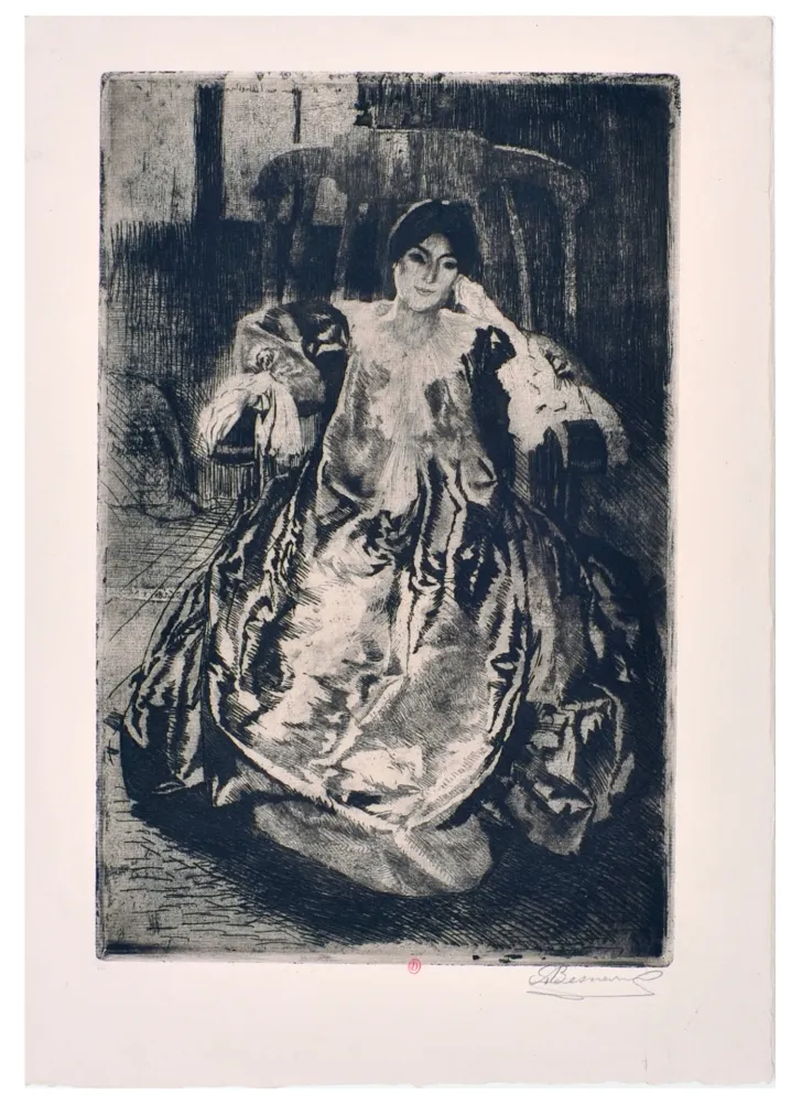 Acquaforte Besnard - La rêveuse : eau-forte