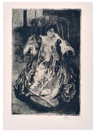 Acquaforte Besnard - La rêveuse : eau-forte