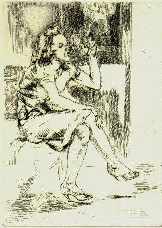 Acquaforte Bishop - Girl Blowing Smoke Rings