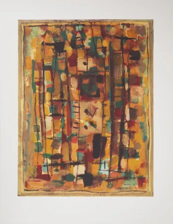 Litografia Bissiere - Composition abstraite