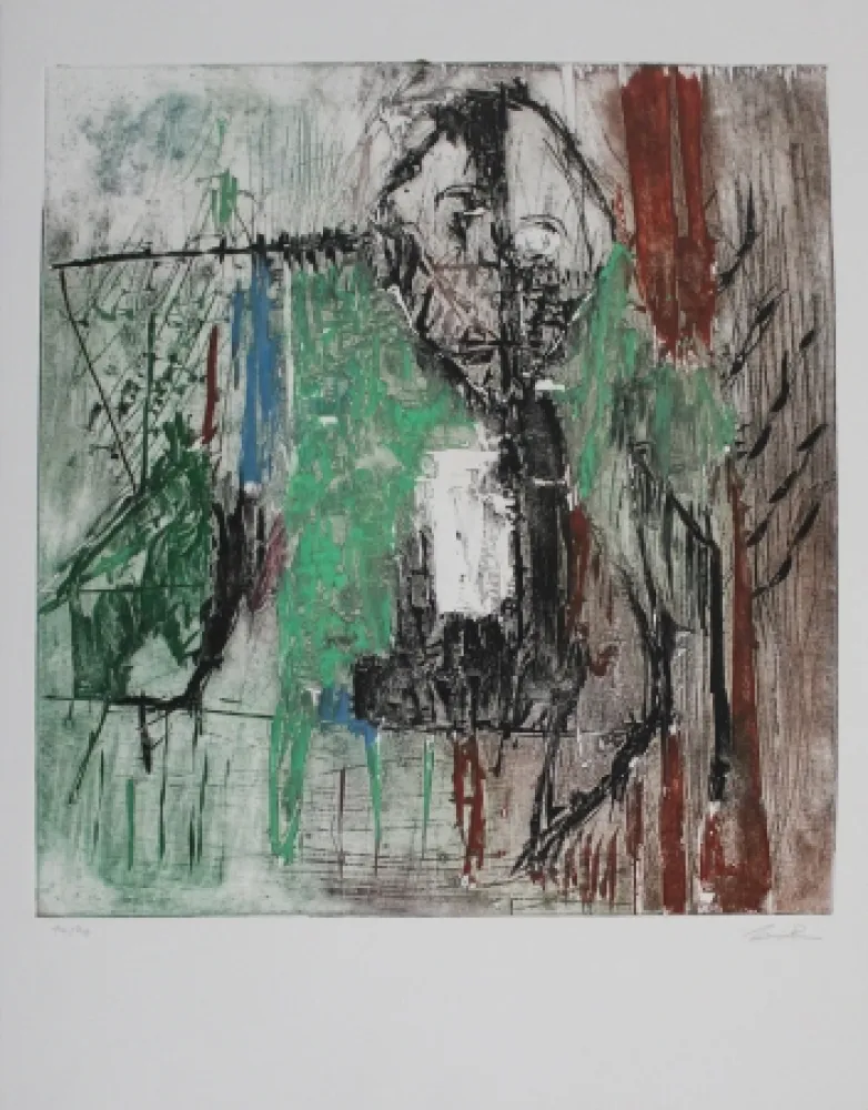 Acquaforte E Acquatinta Bissière - Tête au milieu des arbres / Head Amidst the Trees