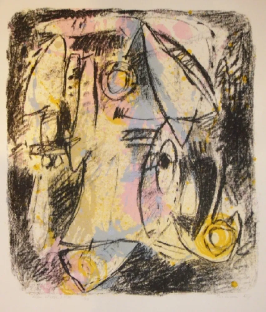 Litografia Bitran - Rose et bleu d'été