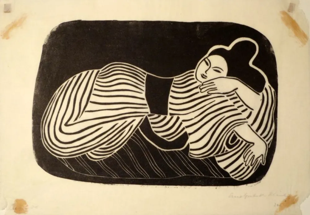 Incisione Su Legno Blenk - Liegende