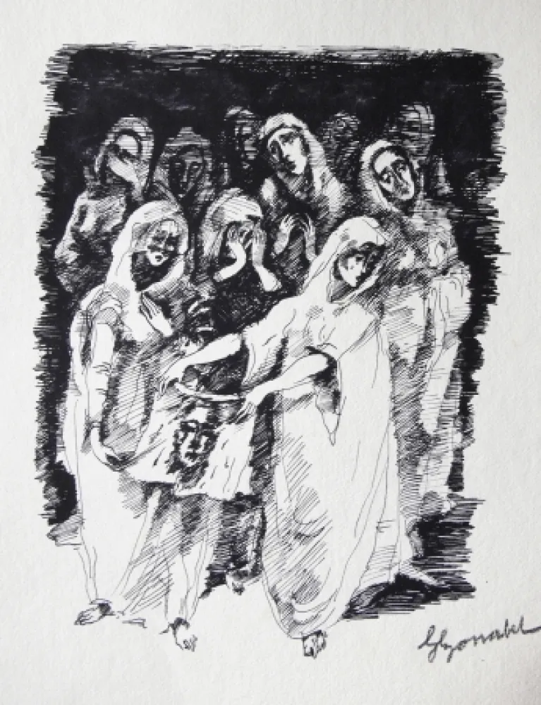 Incisione Bonabel - Louis-Ferdinand Céline / Lucette Almansor - Gravure Originale - Répétion ballet en costume