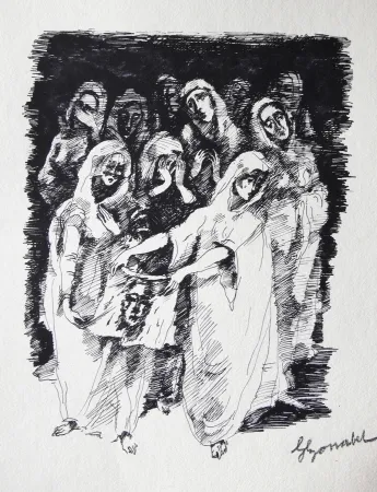 Incisione Bonabel - Louis-Ferdinand Céline / Lucette Almansor - Gravure Originale - Répétion ballet en costume