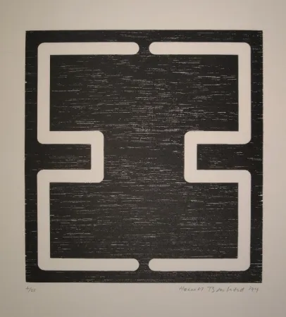 Incisione Su Legno Bosshard - Liegendes H