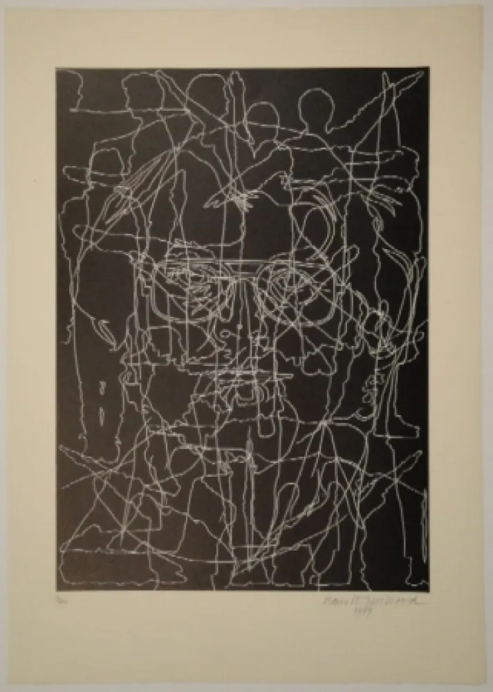 Linoincisione Bosshard - Selbstbildnis mit Schülern