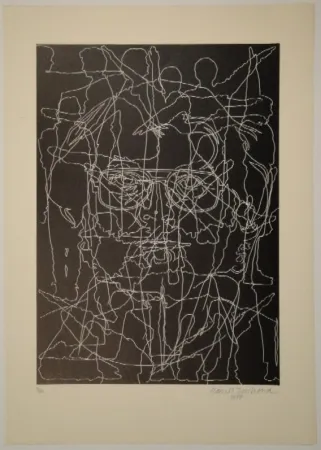 Linoincisione Bosshard - Selbstbildnis mit Schülern