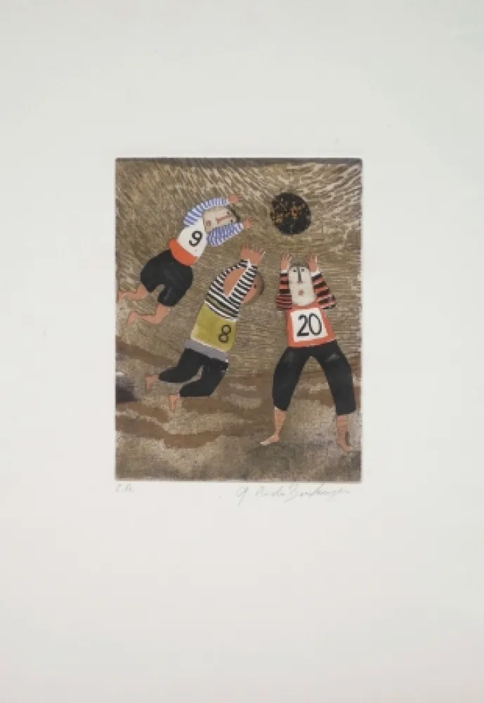 Acquatinta Boulanger - Joueurs de Rugby
