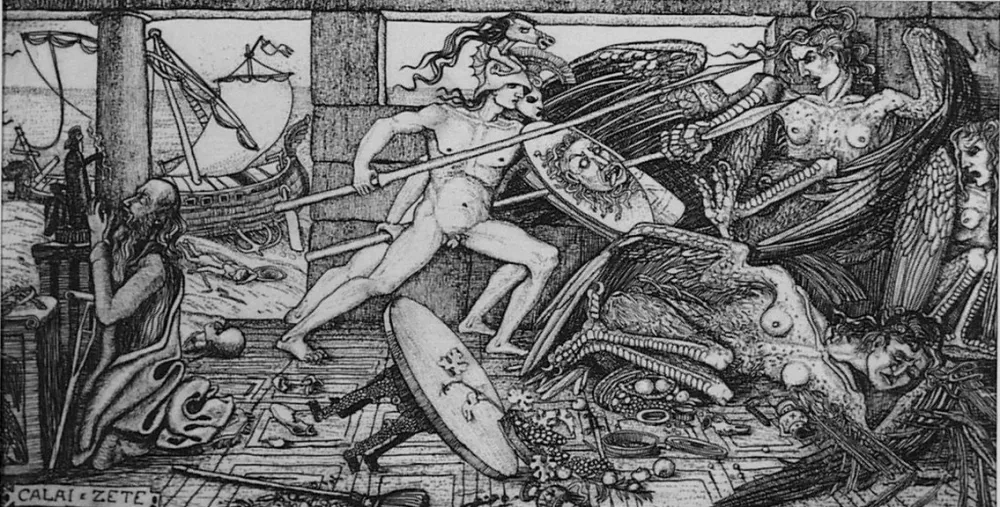 Acquaforte Bozzetti - Calai e Zete. 4 versione