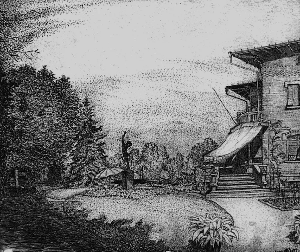 Acquaforte Bozzetti - Villa Colonna. Il giardino