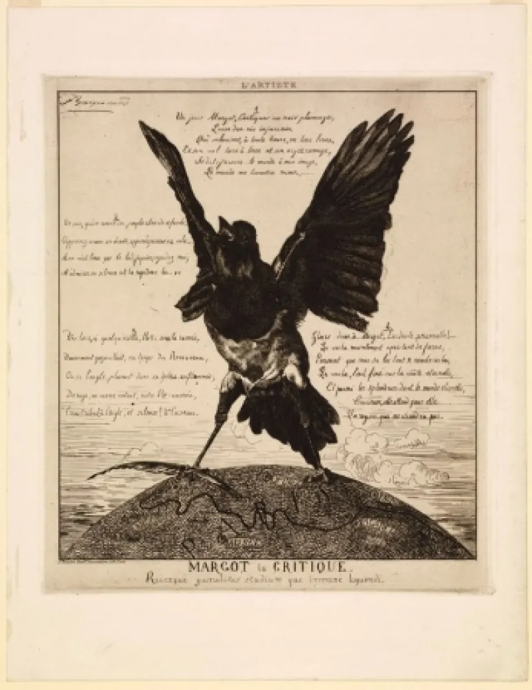 Incisione Bracquemond - Margot la critique / Une pie