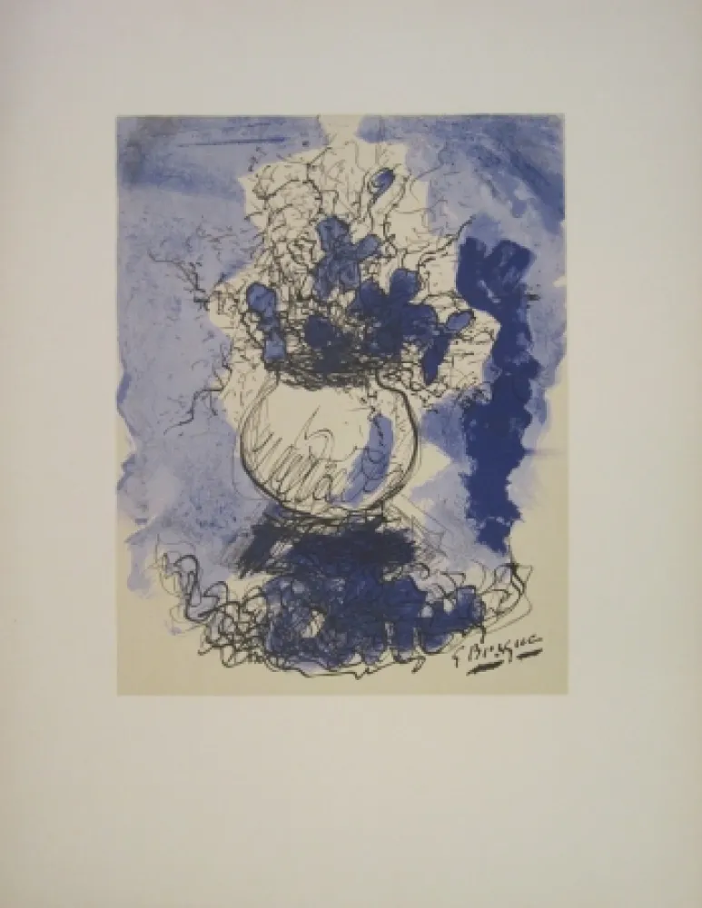 Litografia Braque - Bouquet de fleurs à l’aquarelle