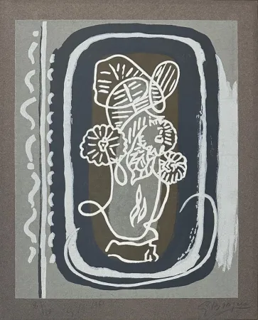 Incisione Su Legno Braque - Fleurs blanches