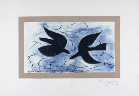 Litografia Braque - Les deux Oiseaux, 1966
