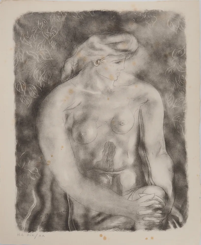 Litografia Braque - Nu aux feuilles
