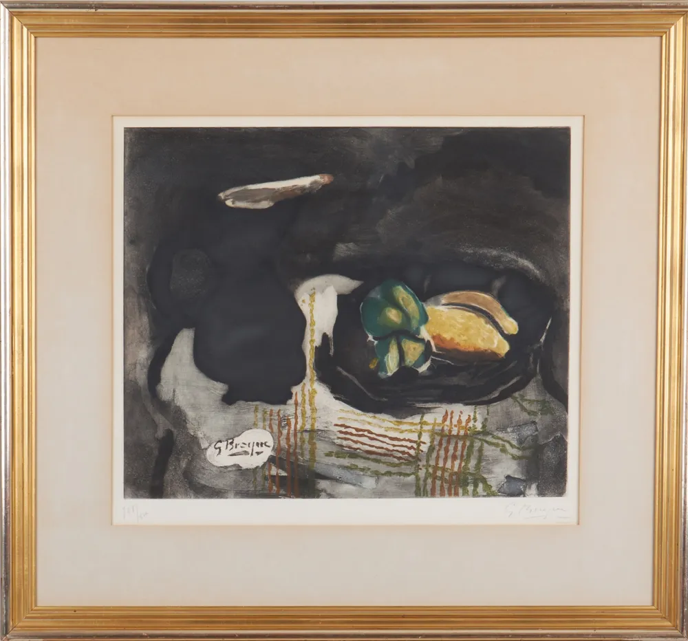 Acquaforte E Acquatinta Braque - Pichet noir et citrons 