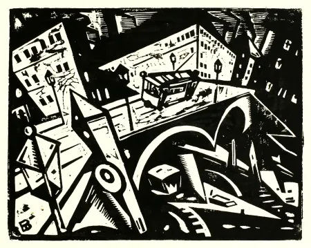 Incisione Su Legno Brass - Lessingbrücke Berlin