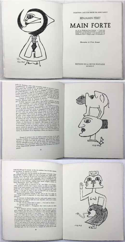 Libro Illustrato Brauner - Benjamin Péret : MAIN FORTE. Illustrations de Victor Brauner (1946)