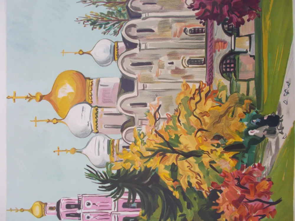 Litografia Brayer - Les jardins du Kremlin