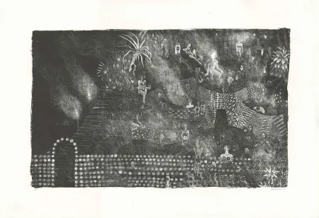 Litografia Brecht Evens - Piscine des Rigoles