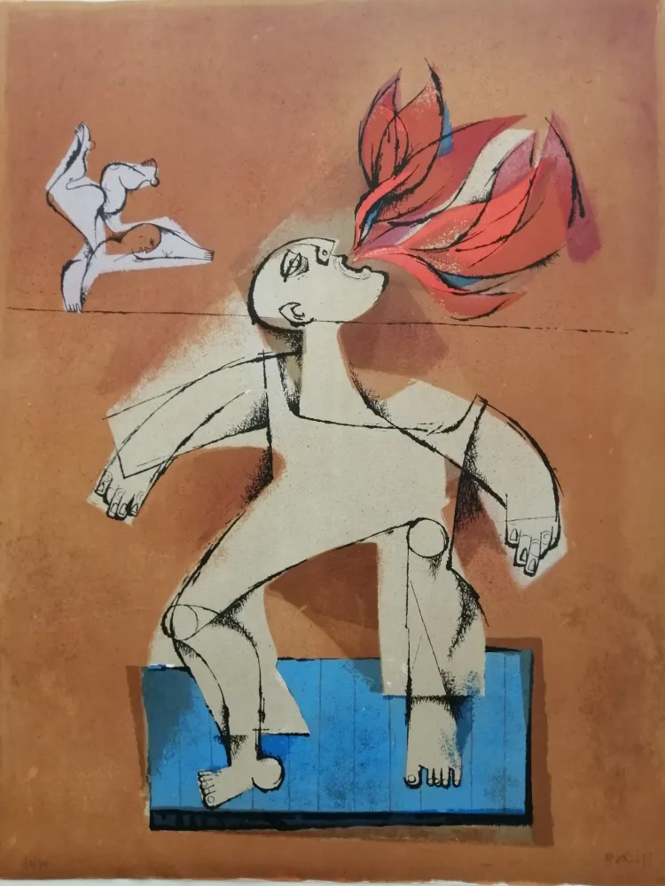 Litografia Briss - Le cracheur de feu