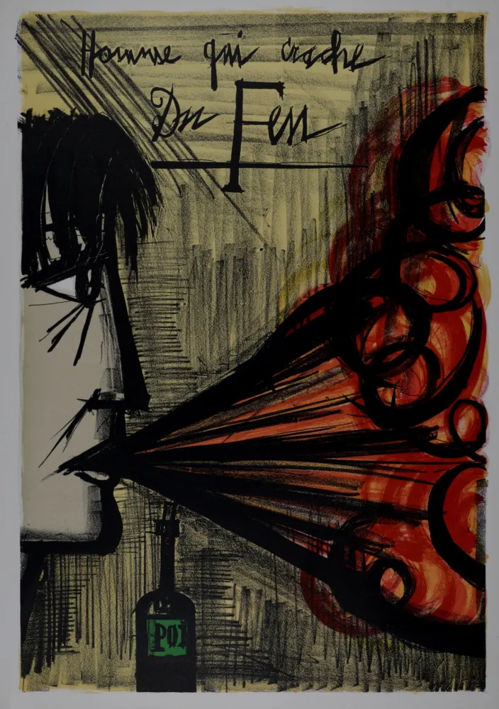Litografia Buffet - Homme qui crache du feu, 1968
