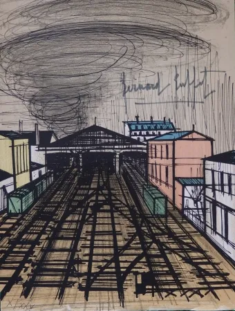 Litografia Buffet - La gare Saint Lazare