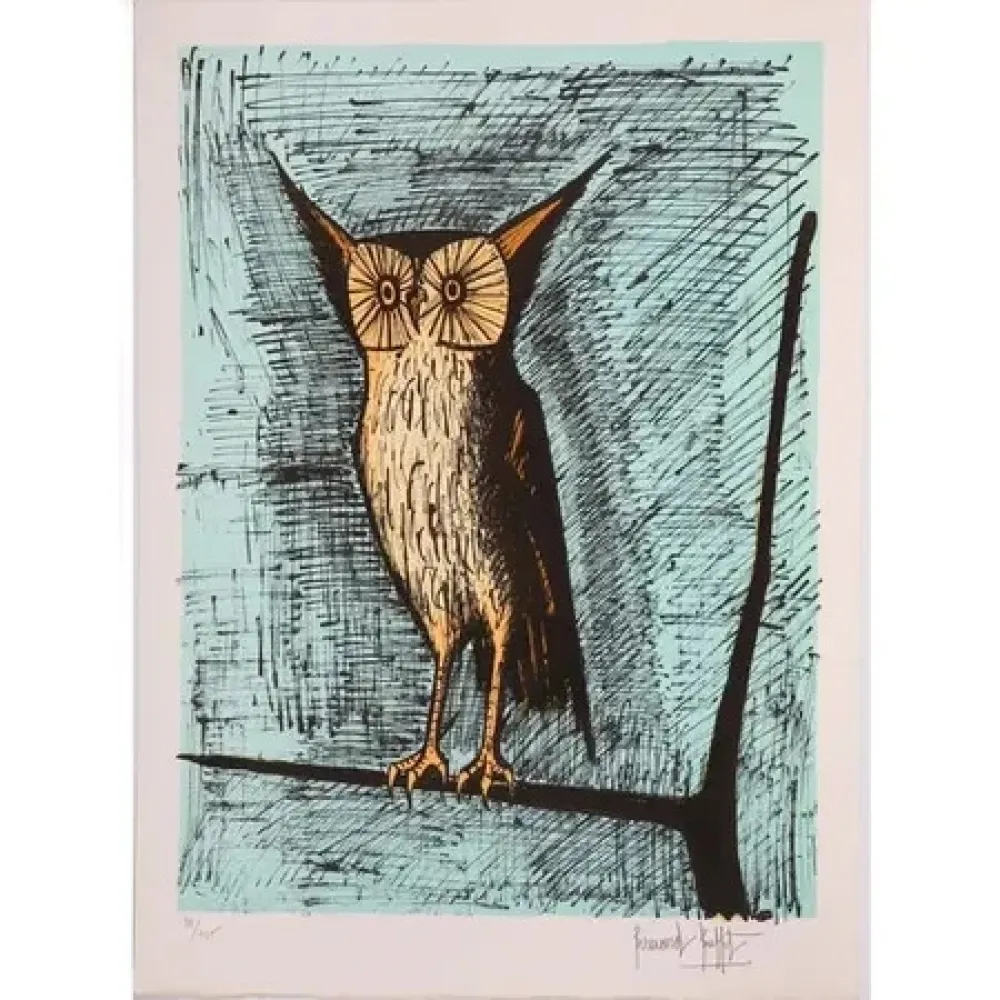 Litografia Buffet - Le hibou (1982)