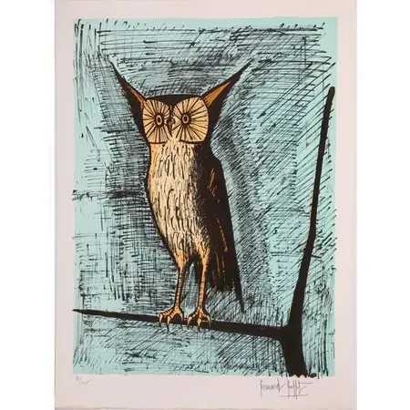 Litografia Buffet - Le hibou (1982)