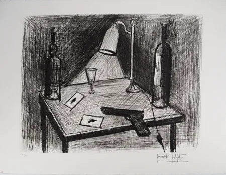 Incisione Buffet - Le jeu de cartes, le pistolet