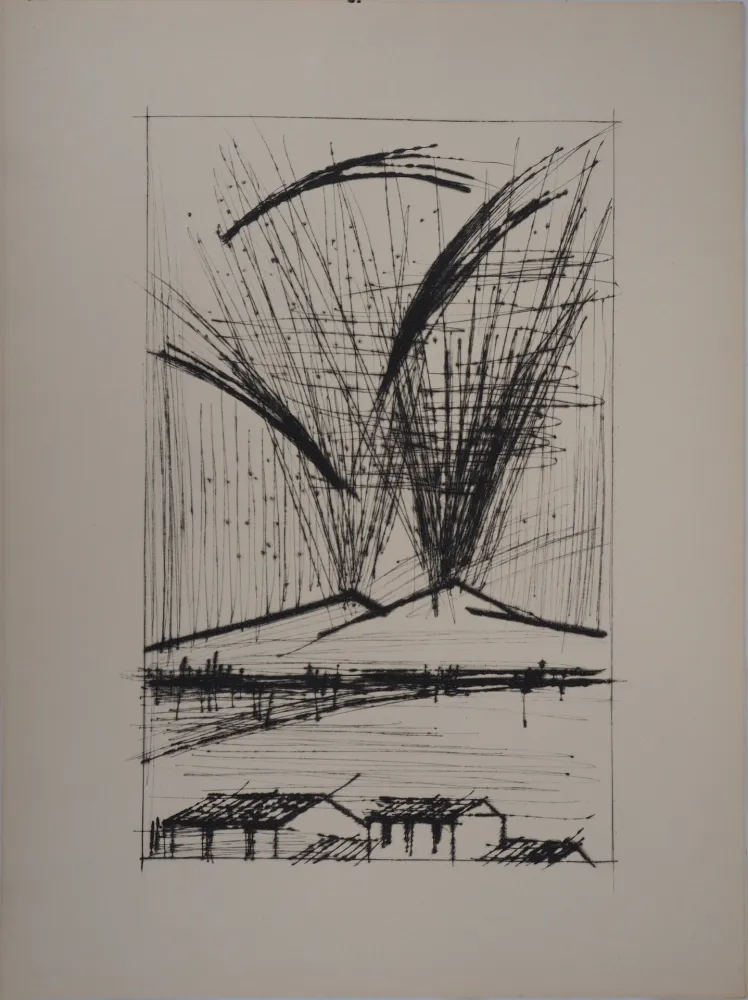 Incisione Buffet - L'éruption du Vésuve