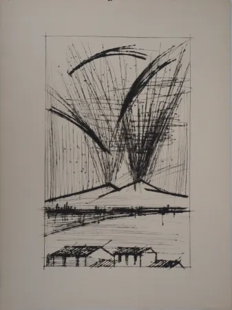 Incisione Buffet - L'éruption du Vésuve