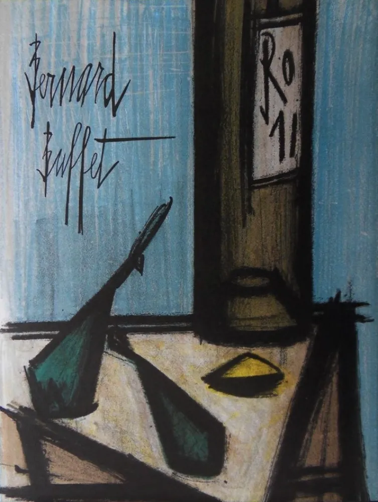 Litografia Buffet - Nature morte à la bouteille