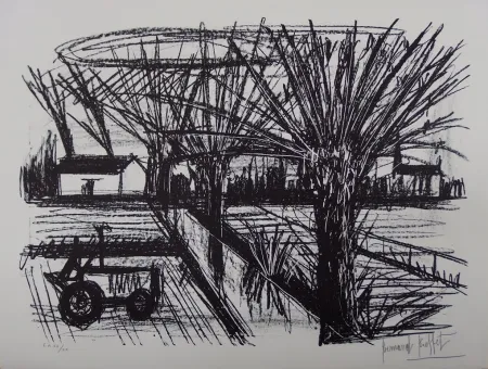 Litografia Buffet - Paysage breton au tracteur