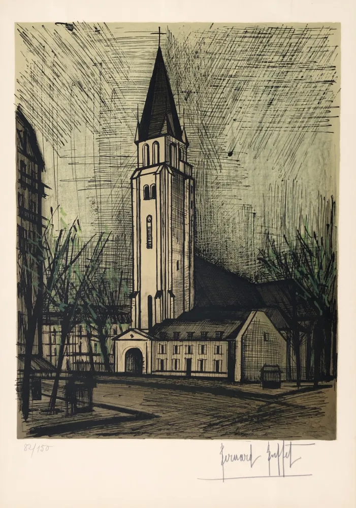 Litografia Buffet - Place Saint-Germain-Des-Pres