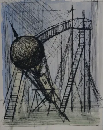 Incisione Buffet - Voyages fantastiques de Cyrano de Bergerac, 1958