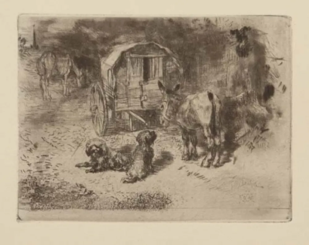 Acquaforte E Acquatinta Buhot - Gardiens du logis / Les amis du saltimbanque