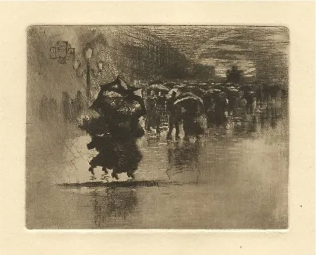 Acquaforte E Acquatinta Buhot - Le petit enterrement / Sous l'averse