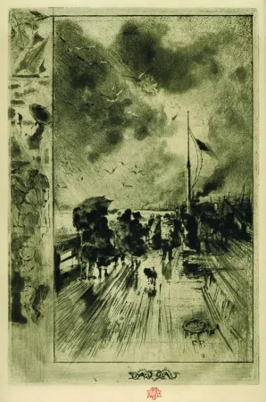 Acquaforte Buhot - Une Jeteé en Angleterre